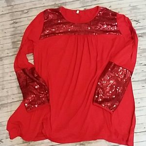 Long sleeved sequin top